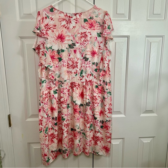 Andree by Unit Pink Floral Ruffle Sleeve Babydoll Dress Size 2X - Picture 5 of 16